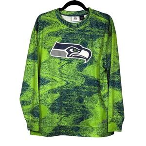 ZUBAZ NFL FOOTBALL MEN'S SEATTLE SEAHAWKS STATIC CREW NECK SWEATSHIRT, Size M